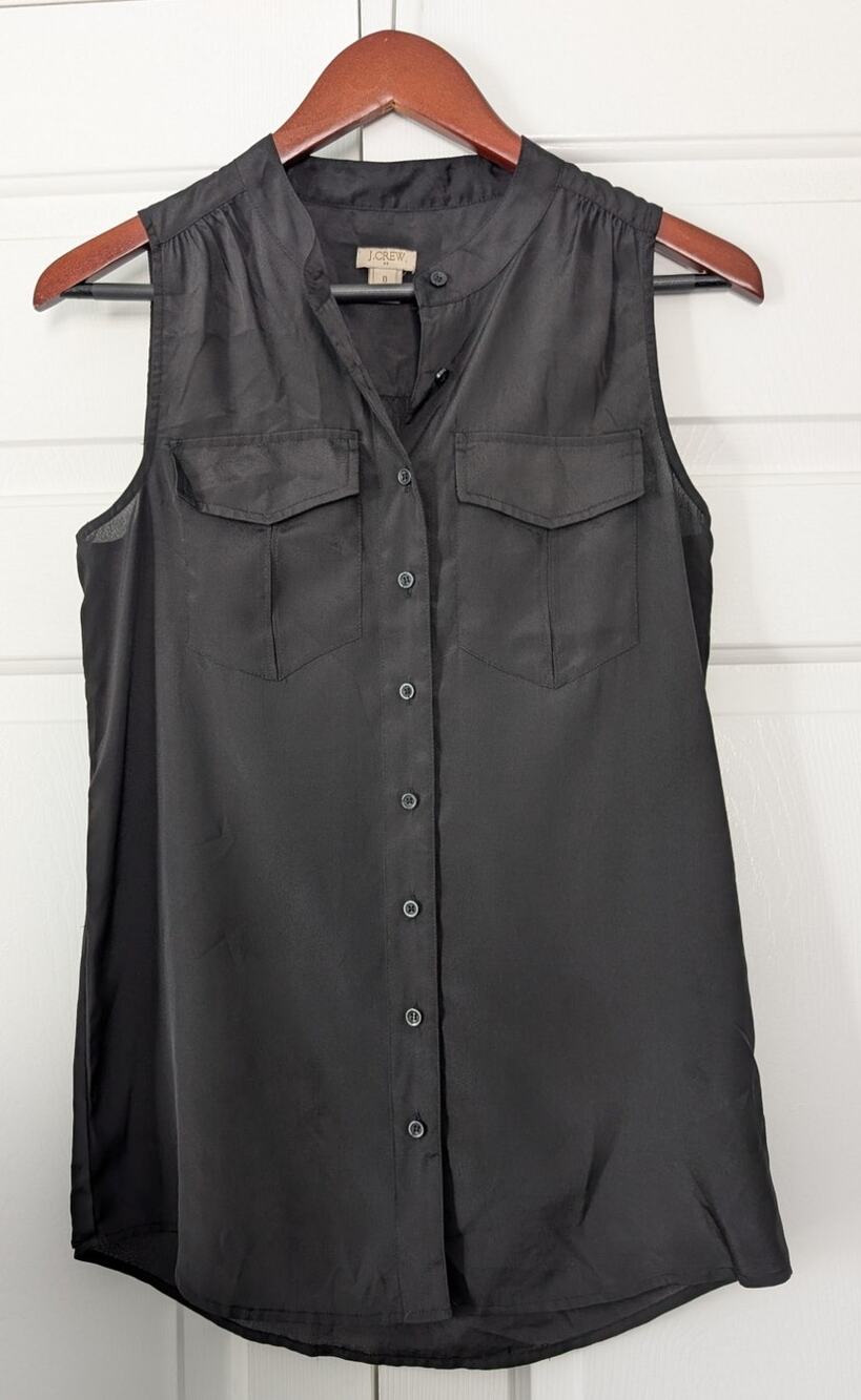 J. Crew Black Sleeveless Collared Top